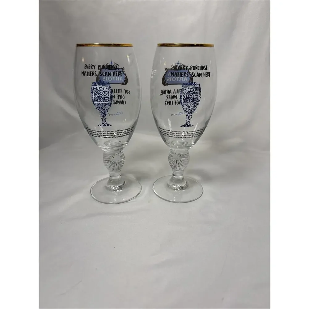 Stella Artois Limited Edition ‘Water.org’ Buy Stella-Give Water Glass Set of 2